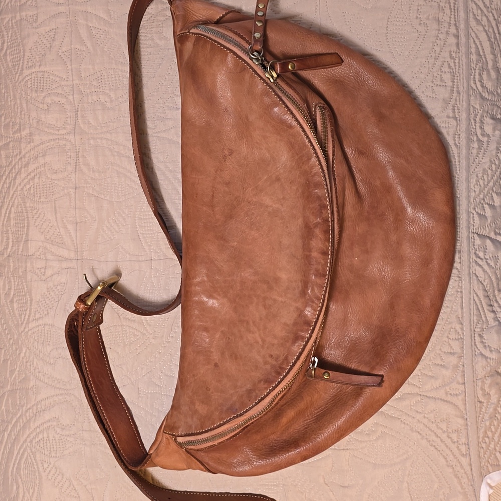 La Via Leather Crossbody Bag, Brown, Made In Italy